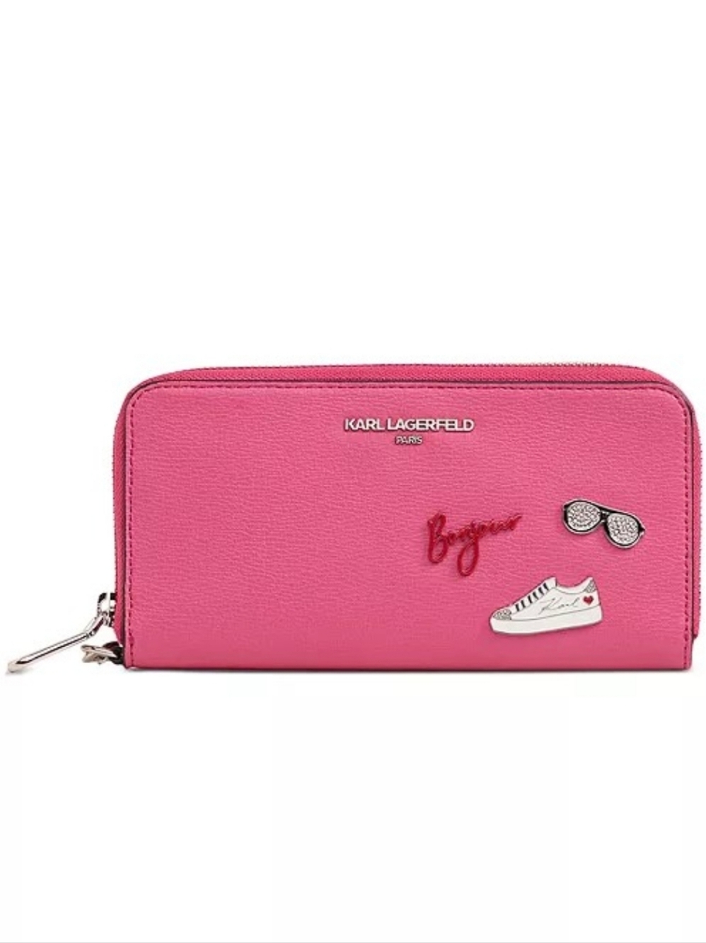 'KARL LAGERFELD' LEATHER EMBELLISHED WALLET WRISTLET NEWw/BOX
